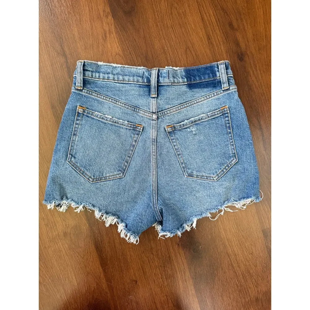 Abercrombie & Fitch The Cutoff Shorts High Rise Medium Wash Sz 25/0 Casual Denim